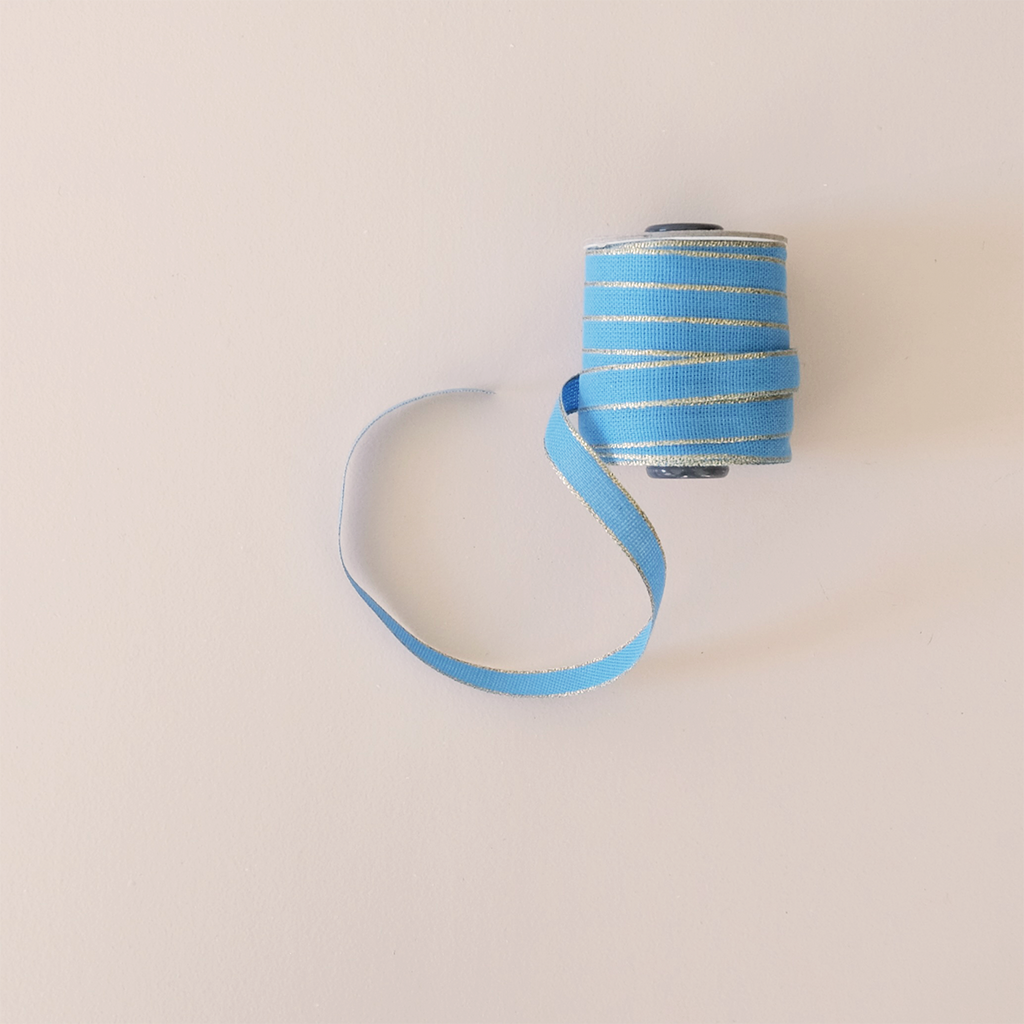 Drittofilo Cotton Ribbon, Ocean/Gold