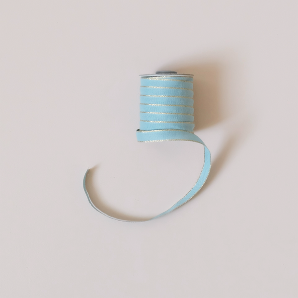 Drittofilo Cotton Ribbon, Pool/Gold