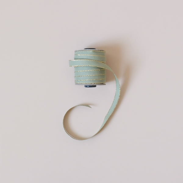 Drittofilo Cotton Ribbon, Sage/Gold