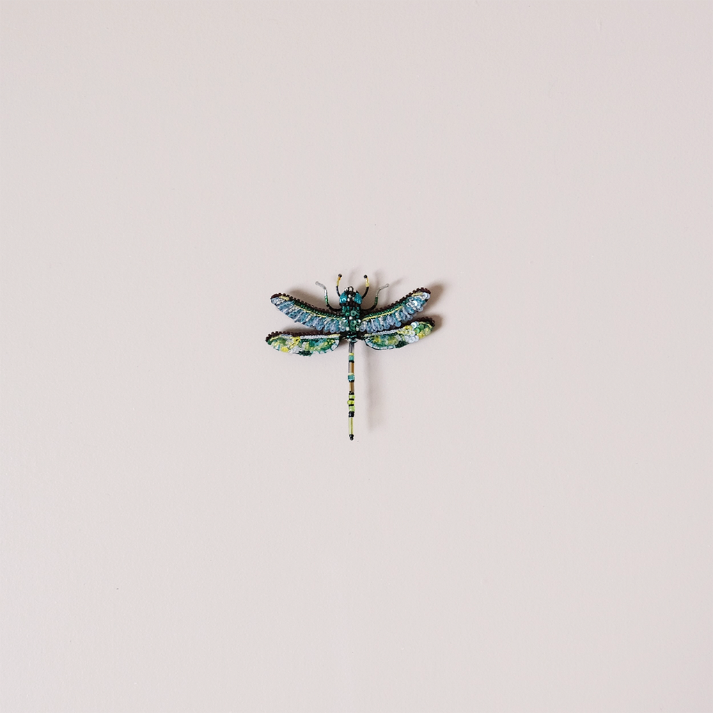 Green Darner Dragonfly Embroidered Pin