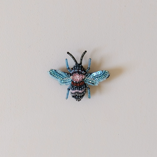 Rose Bee Embroidered Pin